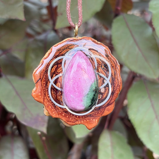 Watermelon Tourmaline, Seed of Life, Silver