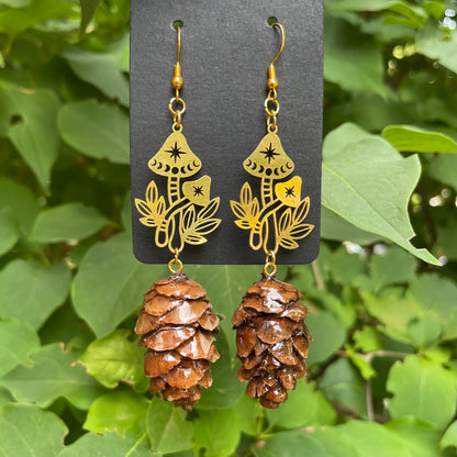 Brass Mushroom Earrings