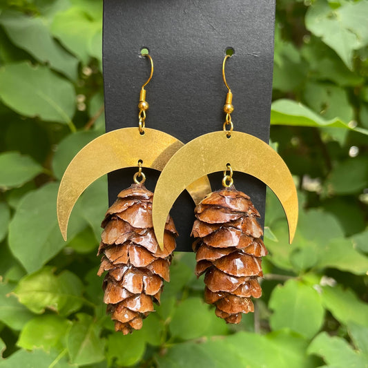Brass Moon Earrings