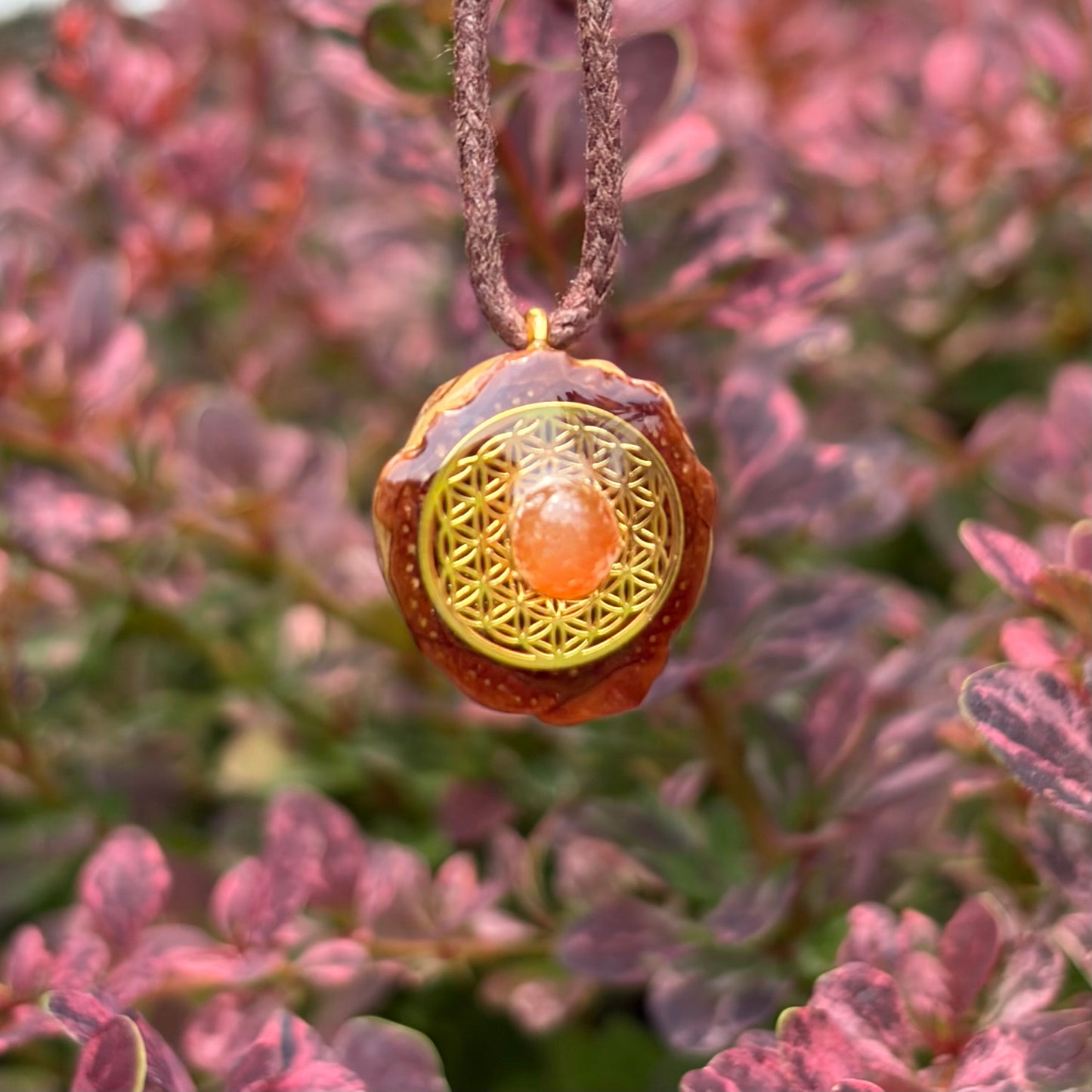 Orange Agate Flower of Life Mini