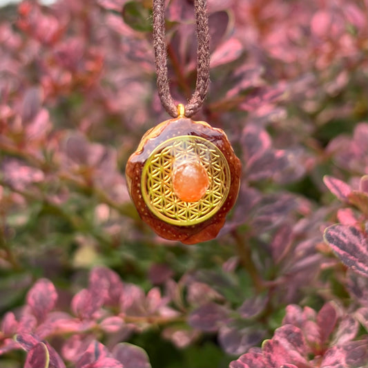 Orange Agate Flower of Life Mini