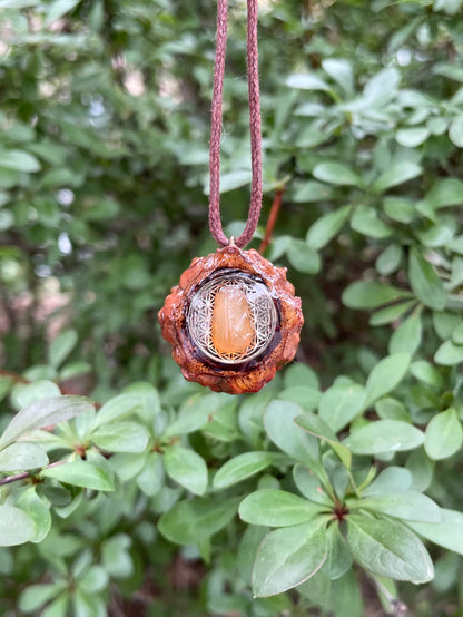 Orange Agate Flower of Life Mini