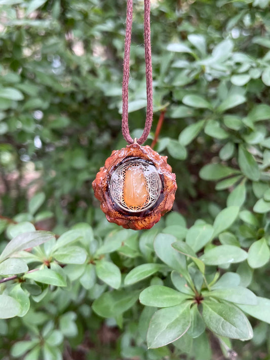 Orange Agate Flower of Life Mini