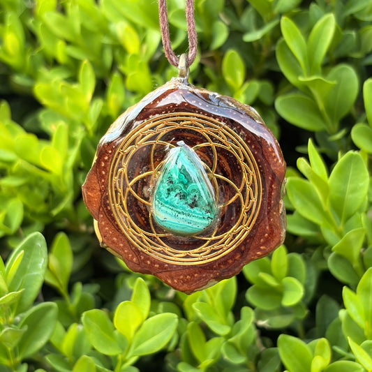 Malachite, Seed of Life Lotus, Gold