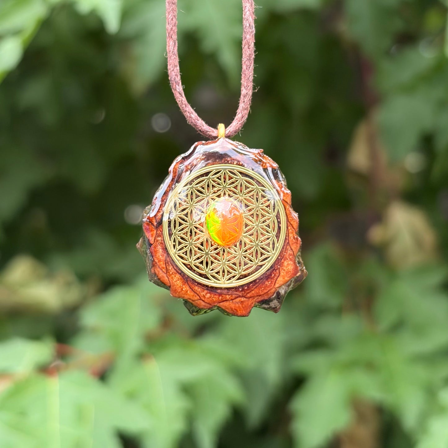 Mexican Fire Opal, Flower of Life Mini