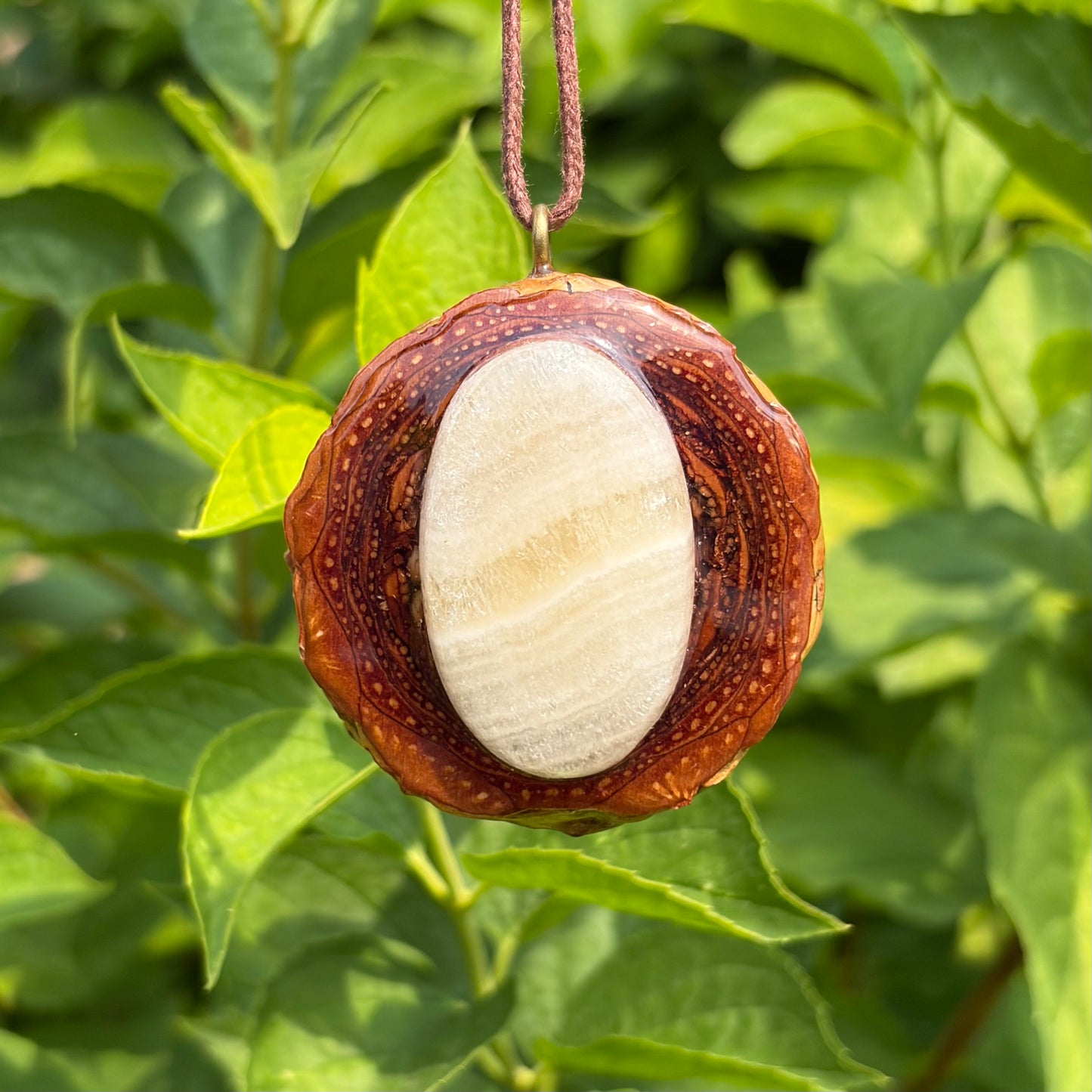 Yellow Calcite Large Pendant