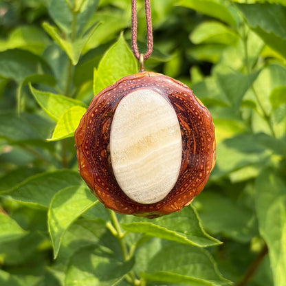 Yellow Calcite Large Pendant