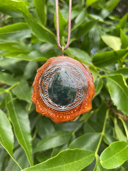 Moss Agate Flower of Life