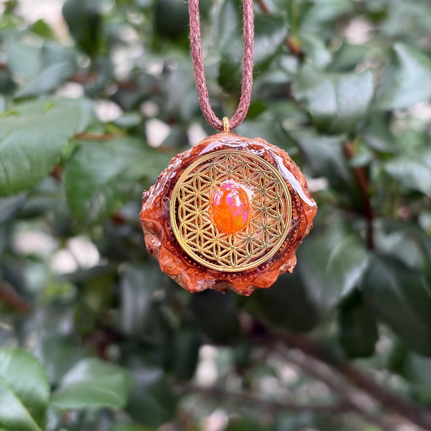 Mexican Fire Opal, Flower of Life Mini