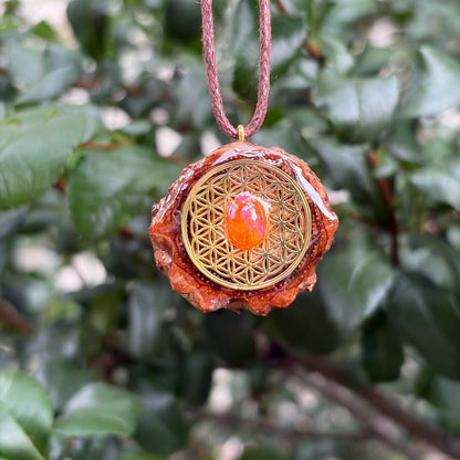 Mexican Fire Opal, Flower of Life Mini