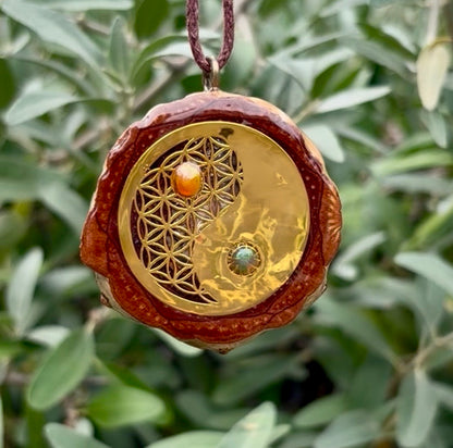 Mexican Fire Opal & Ethiopian Black Opal Yin Yang, Gold