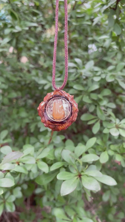 Orange Agate Flower of Life Mini