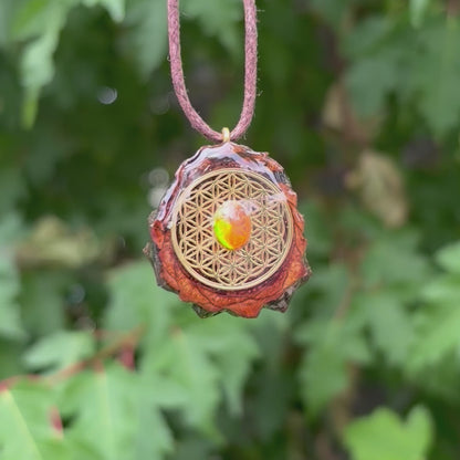 Mexican Fire Opal, Flower of Life Mini