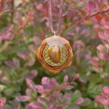 Tiger’s Eye Flower of Life Mini