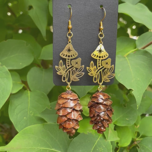 Brass Mushroom Earrings