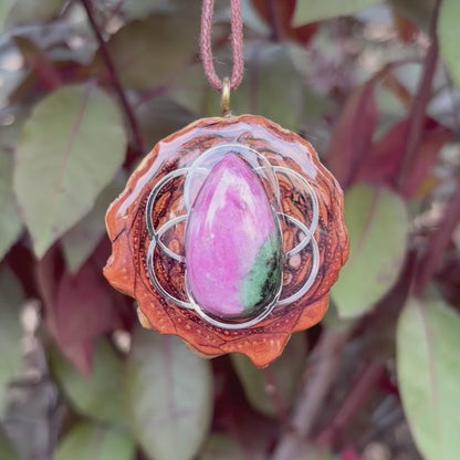 Watermelon Tourmaline, Seed of Life, Silver