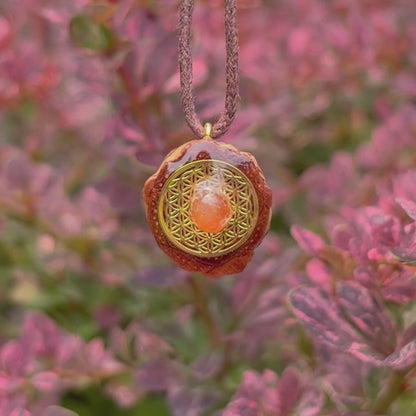 Orange Agate Flower of Life Mini