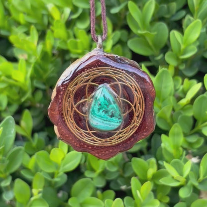 Malachite, Seed of Life Lotus, Gold