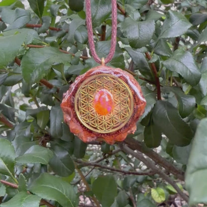 Mexican Fire Opal, Flower of Life Mini